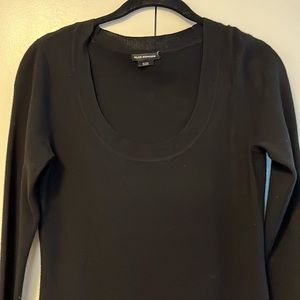 Club Monaco black fitted sweater dress hits above knee 33 inches long